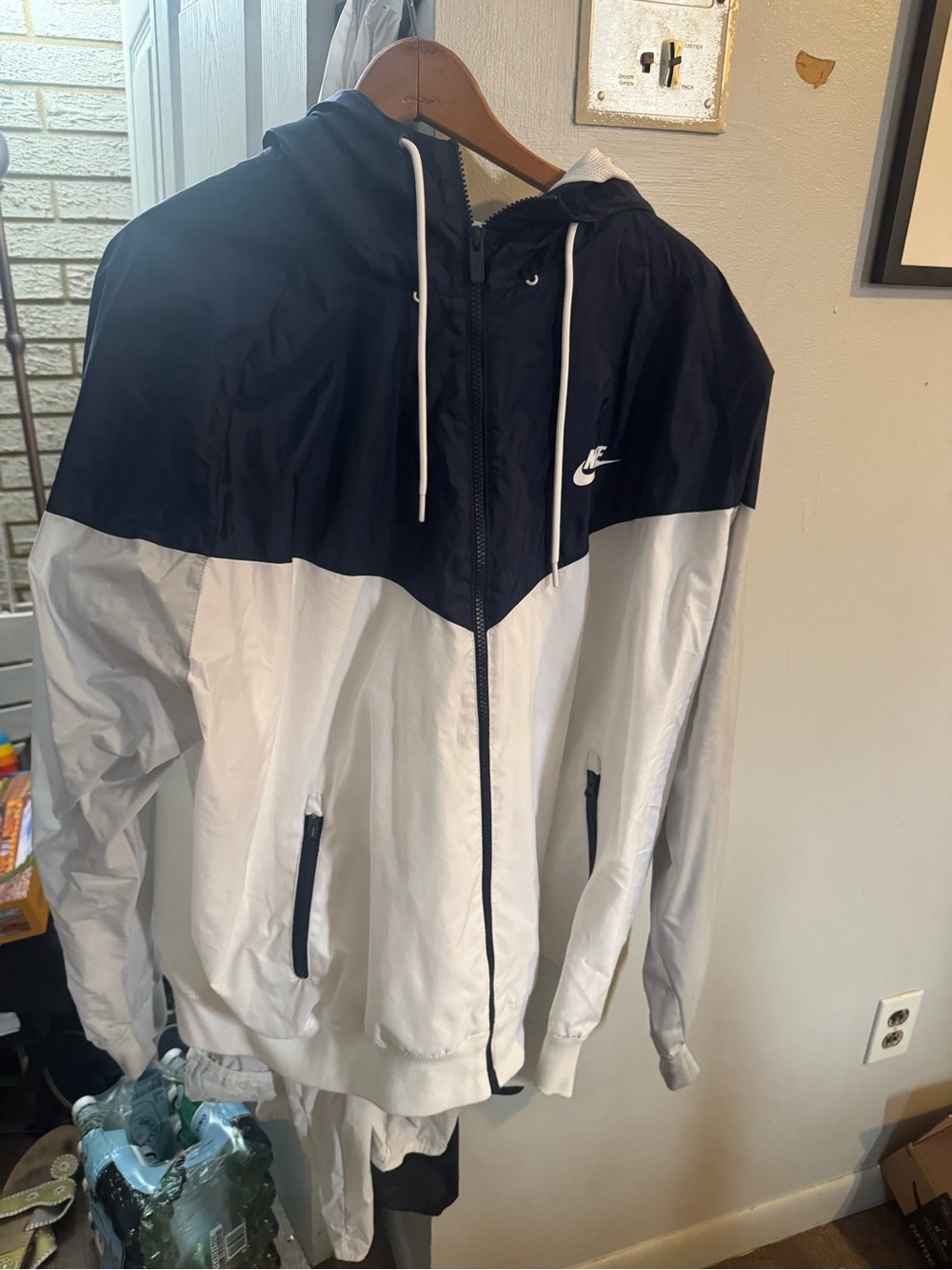 Nike Navy, Grey and White Colorblock Windbreaker Jacket